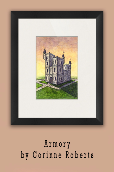 Original watercolor by Corinne Roberts from the card game Unreal Estate -- now available on Imagekind!