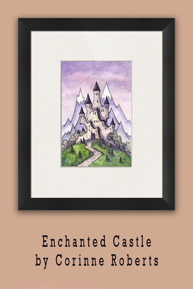 Original watercolor by Corinne Roberts from the card game Unreal Estate -- now available on Imagekind!