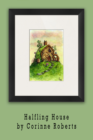 Original watercolor by Corinne Roberts from the card game Unreal Estate -- now available on Imagekind!