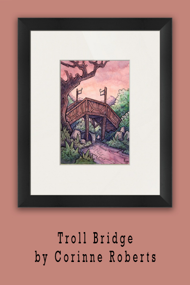 Original watercolor by Corinne Roberts from the card game Unreal Estate -- now available on Imagekind!