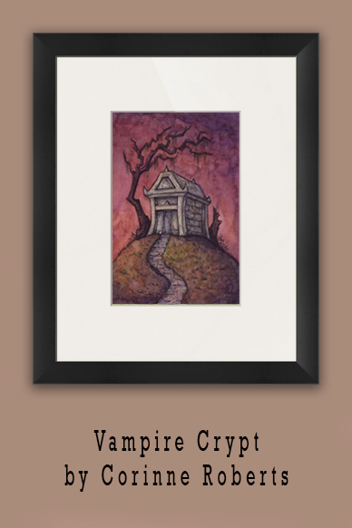 Original watercolor by Corinne Roberts from the card game Unreal Estate -- now available on Imagekind!
